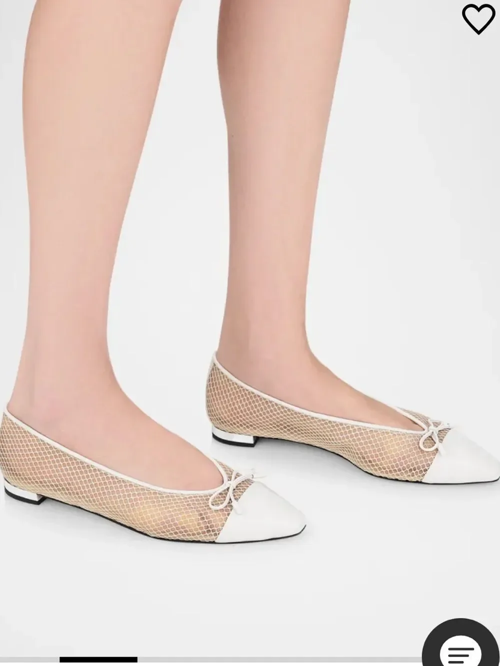Aquazzura Gioia Mesh Net Cap-Toe Ballerina Flats